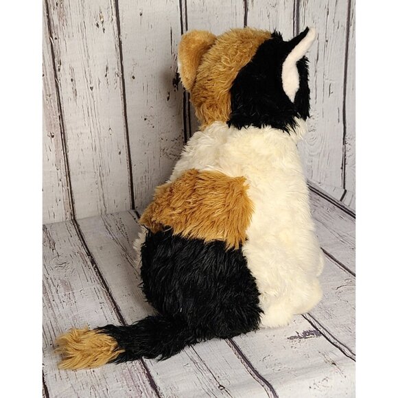 12" Aurora Calico Cat Plush Kitten Stuffed Animal Green Eyes Cream Black Brown - Picture 2 of 5